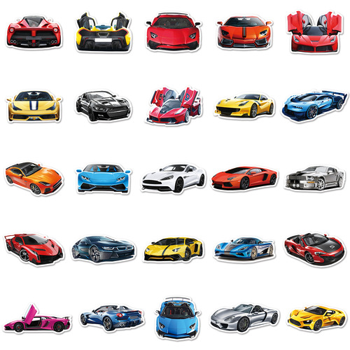 102 non-repeating supercar racing graffiti cartoon luggage scooter mobile phone case notebook decorative stickers