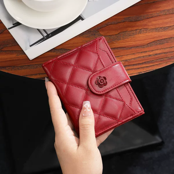 Women's Short Wallet Women Wallet Korean Style Embroidered Buckle Multi-Card Slot Wallet Zipper Fashion Ticket Holder