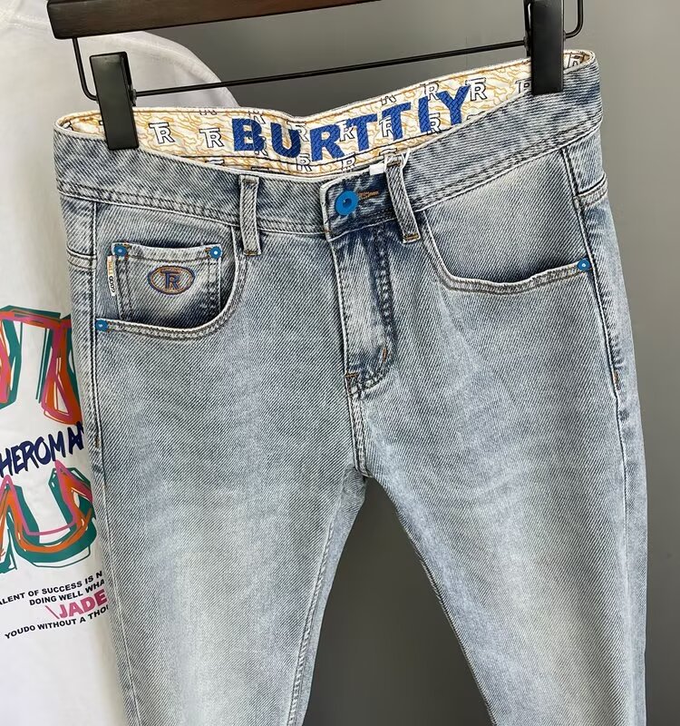 Men's Premium Stretch Slim Straight Jeans - Fall New Collection, Durable Denim Pants With Embroidery, High-End Casual Trousers For Men_voghion.com
