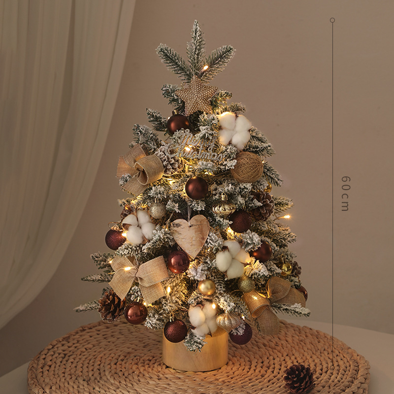 Nuevos productos transfronterizos árbol de Navidad con lámparas de nieve PE árbol de Navidad de escritorio árbol de Navidad decoración artesanía decoración