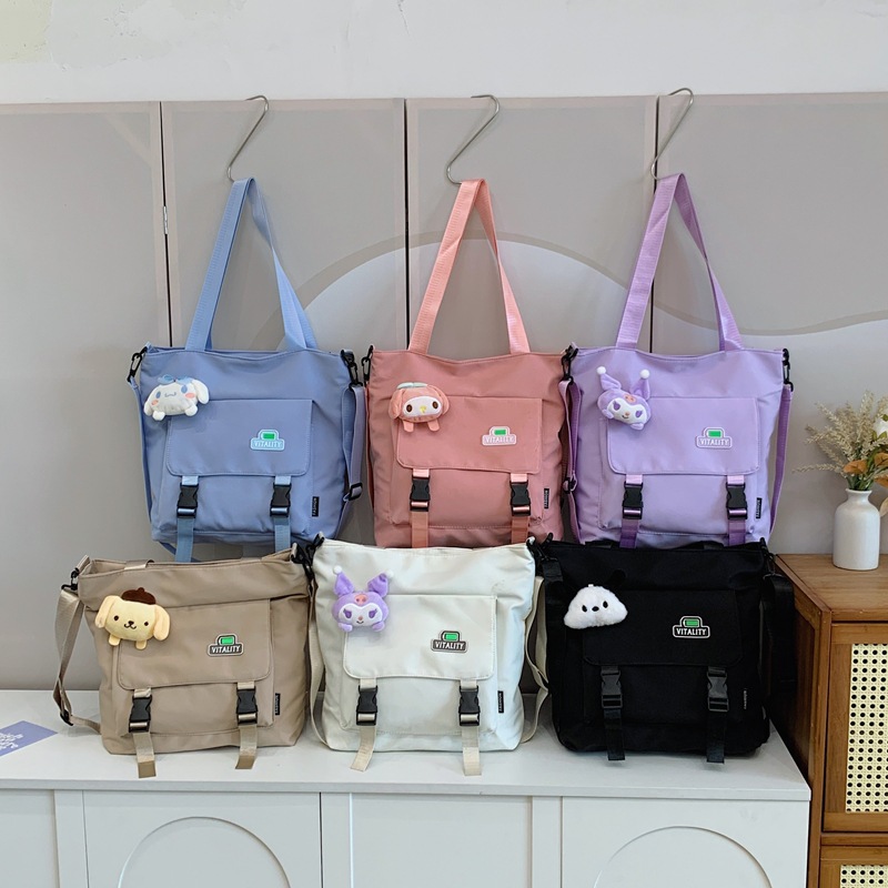 (2개) 여성용 간단한 휴대용 어깨 가방 대용량 SCHOOLBAG MEND-UP BAG 캐주얼 올 매치 통근 나일론 백팩 크로스 바디 백