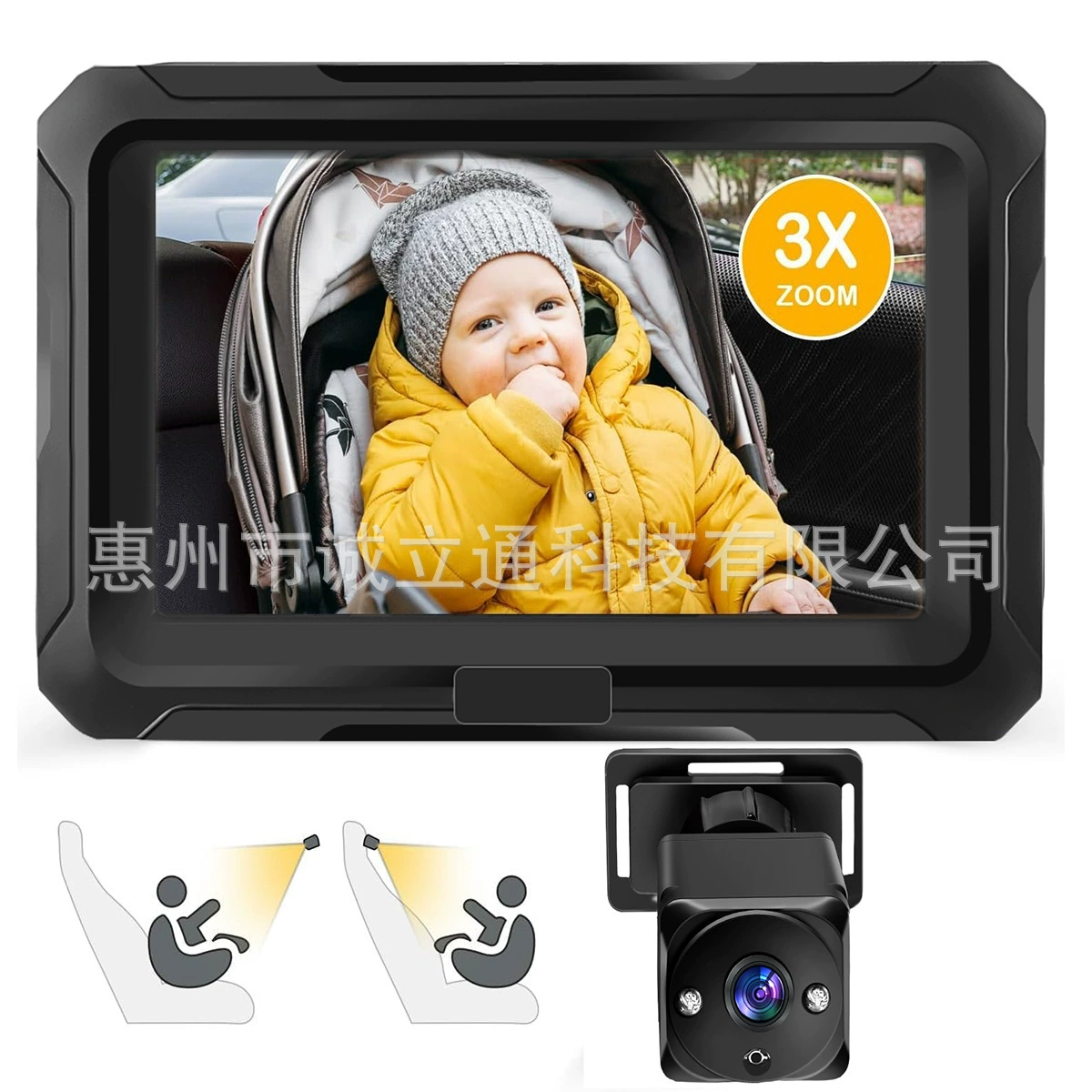 Трансграничный 4,3-дюймовый AHD 1080P 3XZOOM мегапиксельный HD инфракрасный монитор ночного видения ребенка заднего вида