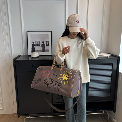 Internet celebrity military-style travel bag, national fashion graffiti travel bag, men's and women's short-distance portable luggage bag, dry and wet separation fitness bag