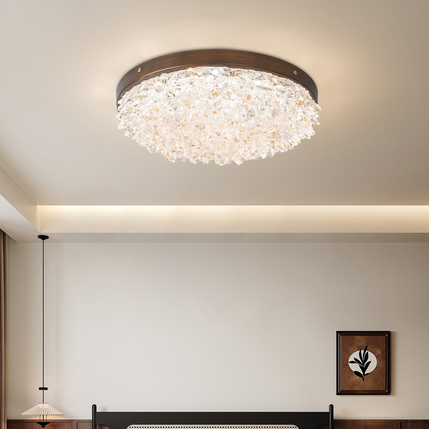 Luz de dormitorio medieval nueva luz de lujo lujoso restaurante de alto nivel resina lámpara de techo para proteger los ojos lámpara de montaña 413L
