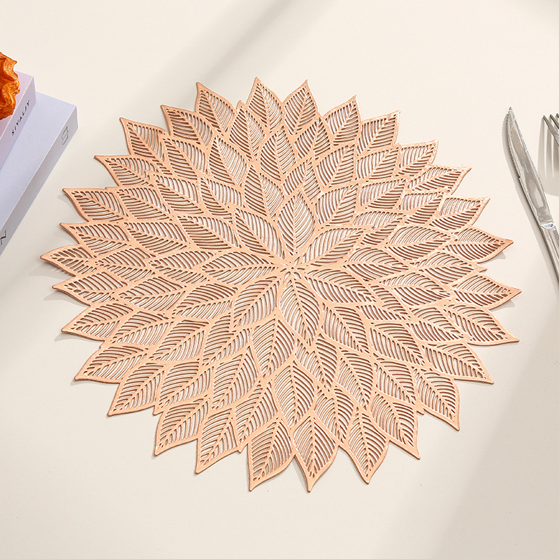 Alfombrilla de mesa de lujo ligera transfronteriza para el hogar, diseño moderno, alfombrilla de mesa lavable, costura de moda creativa, posavasos de hojas al por mayor