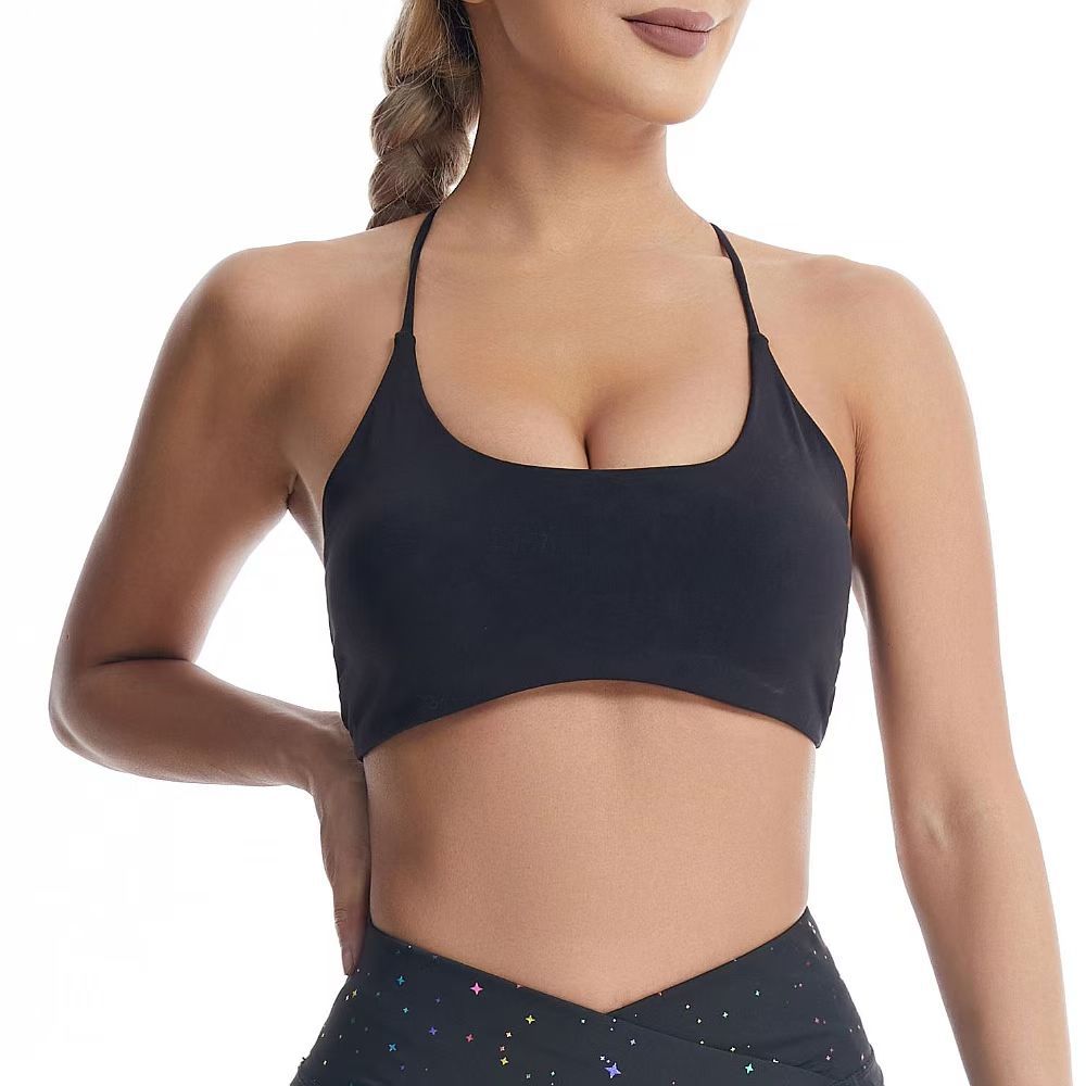 Nuevos sujetadores de yoga desnudos transfronterizos europeos y estadounidenses, ropa interior deportiva para correr, ropa de fitness para mujeres.