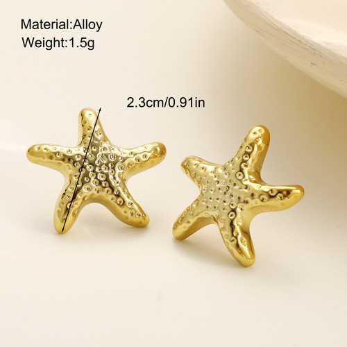 Starfish Shell Earrings for Women, European and American Cross-border, Beach Ocean Fashion Casual Style, Star Sea Snail Shell Earrings for Women
