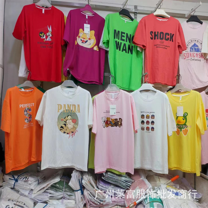 2025夏の露店製品メーカー卸売り女装半袖tシャツ数元服装ランニング量10元モデル|undefined