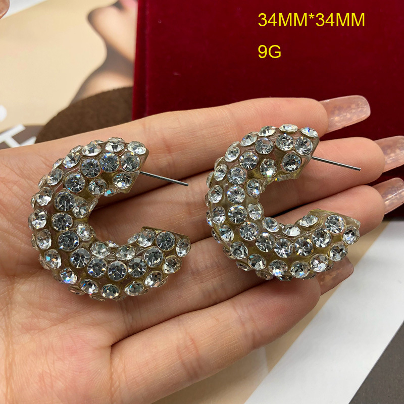 C Shape Pattern 1 Pair Retro C Shape Plating Inlay Alloy Zircon Ear Studs