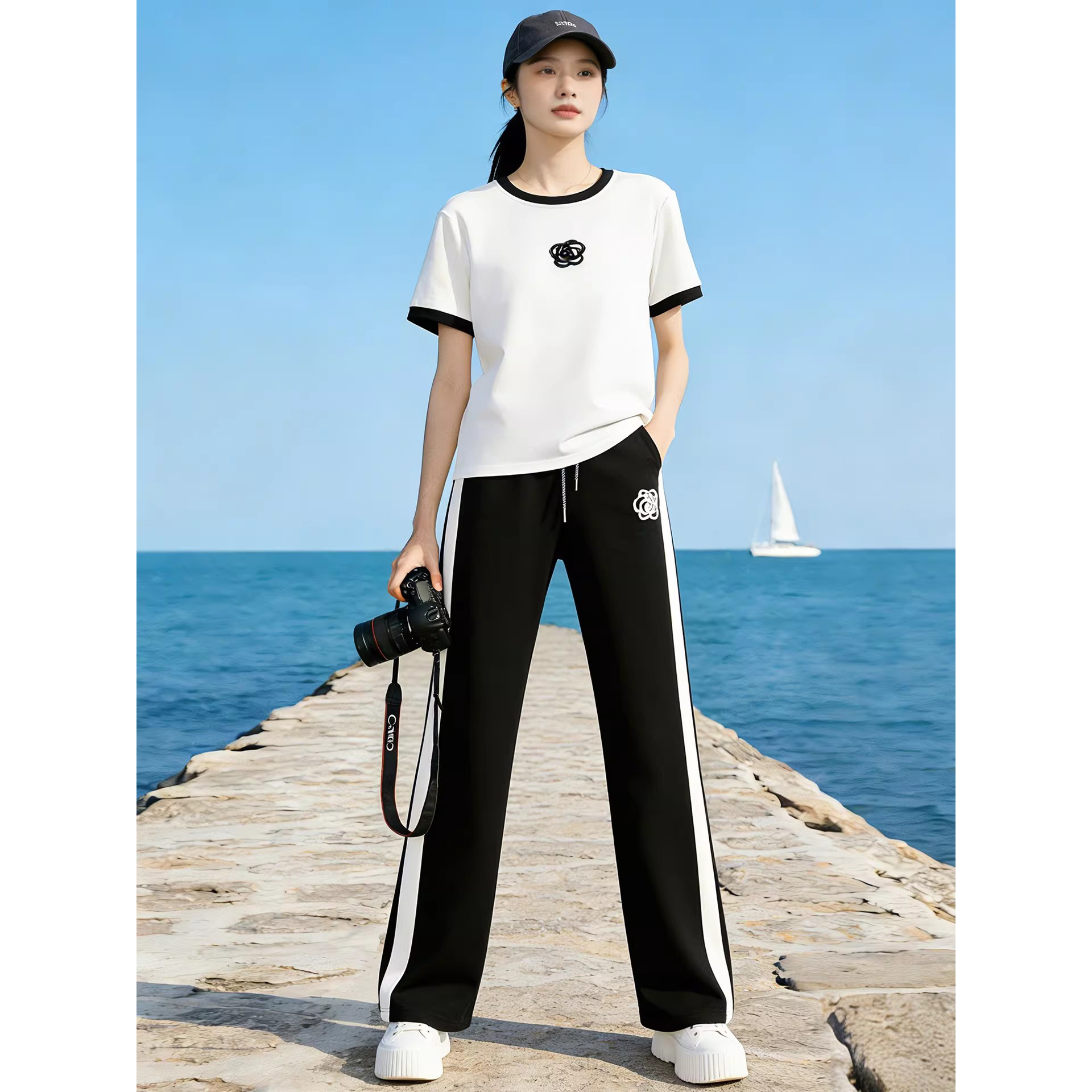 Women's Clothing Camellia Themed Petite Women's Two Piece Set Slimming Sporty Casual Summer Outfit Inspired Sophisticated_ecoleips.com