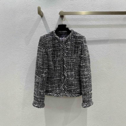2025 Autumn and Winter New Product Tweed Style Celebrity Work Clothing Style Rayon V-Shaped Jacquard Lining Wool Soft Tweed Woven Outer