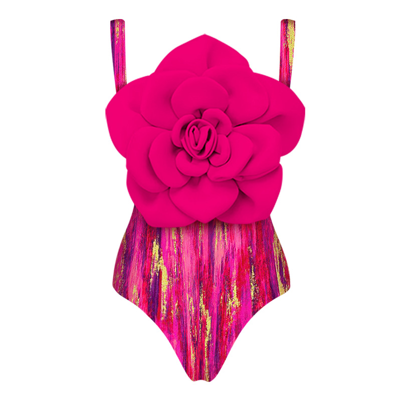 Damen Badeanzug Schwarz Weiß Mit Blumenmuster Für Den Strand_voghion.com