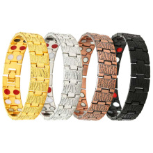 欧美跨境金属宽排双排磁石手链 可调节长度情侣手环 男款潮酷配饰