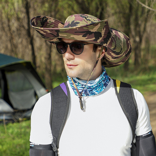 Big head hat men's summer outdoor sunshade large size fisherman hat large size big face sun protection fisherman hat women factory store