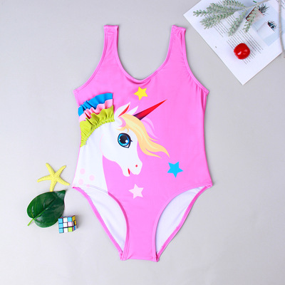 2021 new pattern girl Conjoined Swimsuit unicorn hot spring Unicorn Swimming suit comfortable High elastic