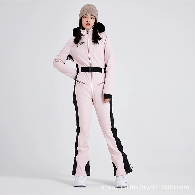 2023 Новый лыжный костюм женский цельный двухбортный ветрозащитный водонепроницаемый маленький узкий брюки для сноуборда тонкие 731