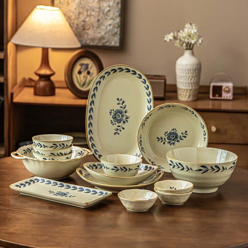 2026 New French-Style Ceramic Dinnerware Set for Home Use, Beautiful Rice Bowls, High-End Plates, Dinner Plates, Soup Bowls, and Dish Plates 2026 New French-Style Ceramic Dinnerware Set for Home Use, Beautiful Rice Bowls, High-End Plates, Dinner Plates, Soup Bowls, and Dish Plates