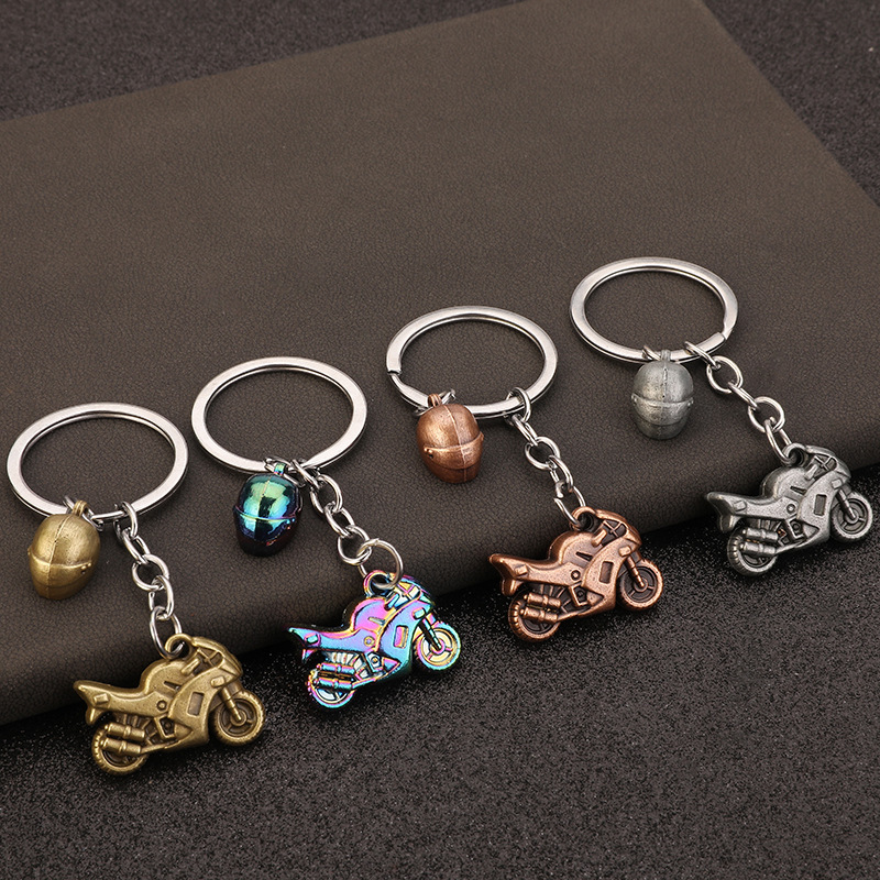 Creative Personality three-dimensional simulation heavy motorcycle helmet keychain car advertising waist hanging key ring chain pendant