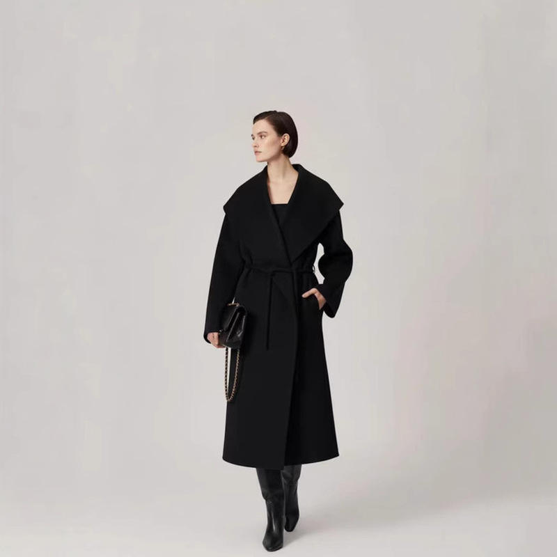 Helena 100% Wool Coat for Women with Large Lapel, 2025 Winter New Style, Elegant Double-Sided Wool Coat