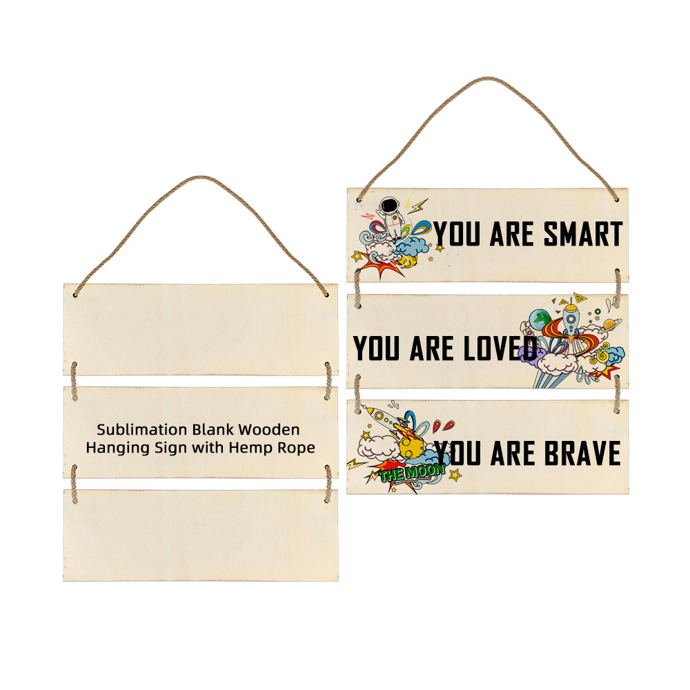 Fábrica directa de sublimación caliente decoración puerta de pared cuerda de cáñamo lista de madera natural al por mayor