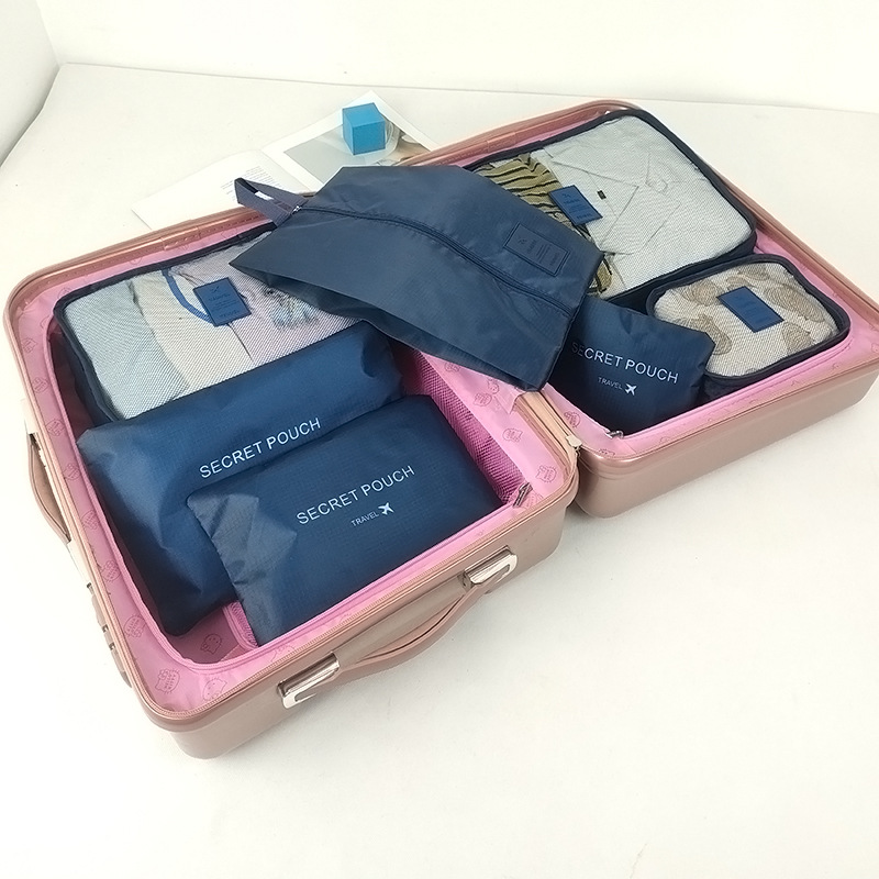 Ropa transfronteriza Bolsa de almacenamiento de viaje de 7 piezas Bolsa de lavado de clasificación de ropa interior Bolsa de almacenamiento de siete u ocho piezas Bolsa de zapatos