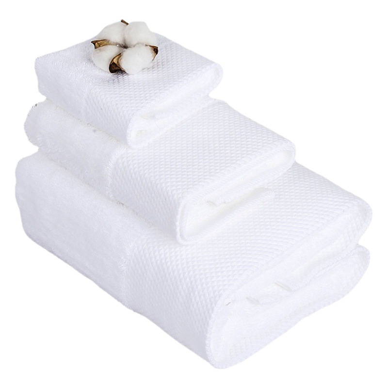 Cross-Border Hotel Towel Wholesale, Five-Star Hotel Towels, Pure Cotton, Absorbent White Bath Towels, Enlarged and Thickened, Embroidered Logo