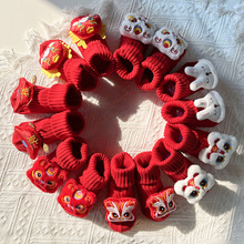 本命年国潮新生婴儿春款防滑地板袜男女宝宝学步袜周岁新年大红袜