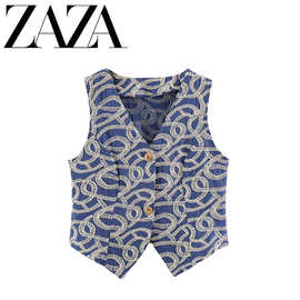 ZAZA 自制欧美风 批发女装时尚百搭气质休闲法式设计重工刺绣马甲