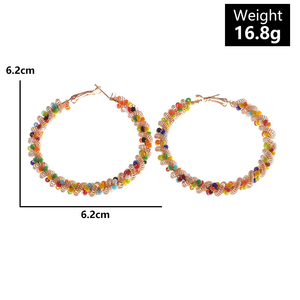 Fashion Beads Round Bohemian Big Earrings Wholesale Nihaojewelry display picture 12