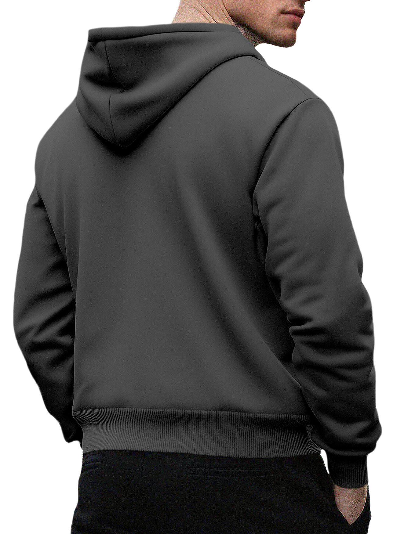 Sweat à capuche homme uni décontracté pour automne et hiver_voghion.com