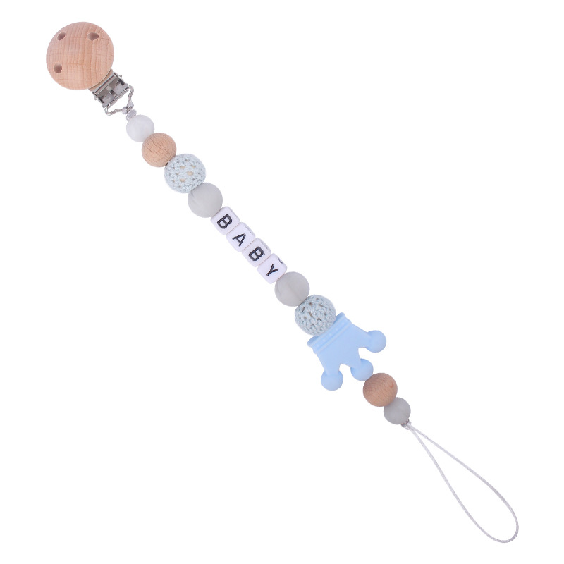 Bebé DIY creativo de dibujos animados corona de silicona calmante cadena juguete bebé nombre mordedor cadena de chupete cadena anti-caída