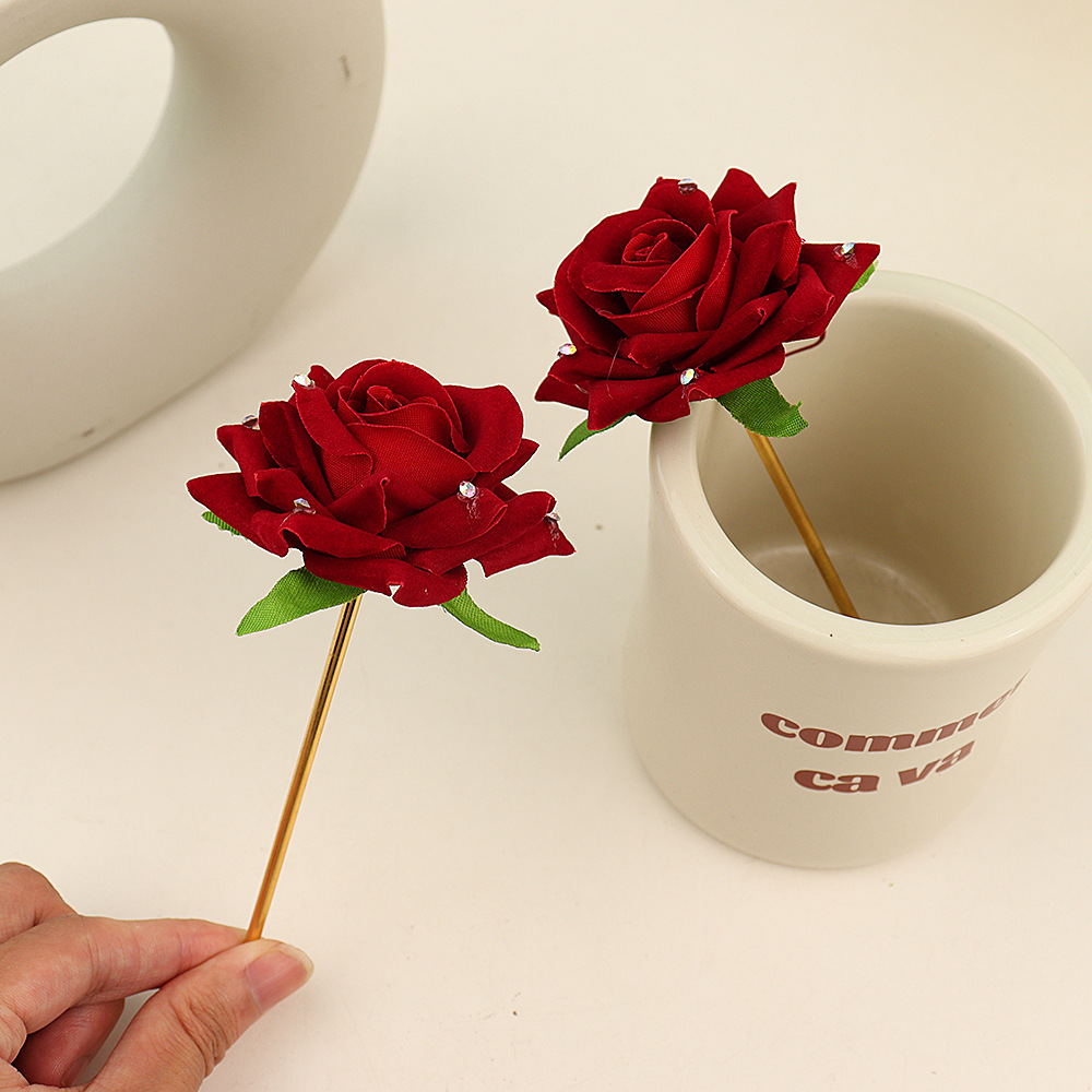 Horquilla retro francesa, diseño elegante de estrella, diamante y rosa, estilo celebridad de Internet