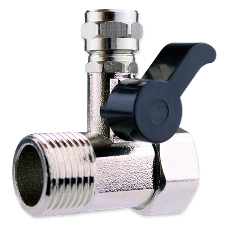 Venta al por mayor 3 puntos válvula de entrada de una pieza gabinete de cocina Válvula de ángulo de conexión de purificador de agua ACCESORIOS 4 puntos de unión suelta válvula de bola de tres vías de una pieza