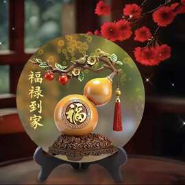 福禄到家八方来财旺宅桌面摆件葫芦摆台家居玄关摆台家用装饰画