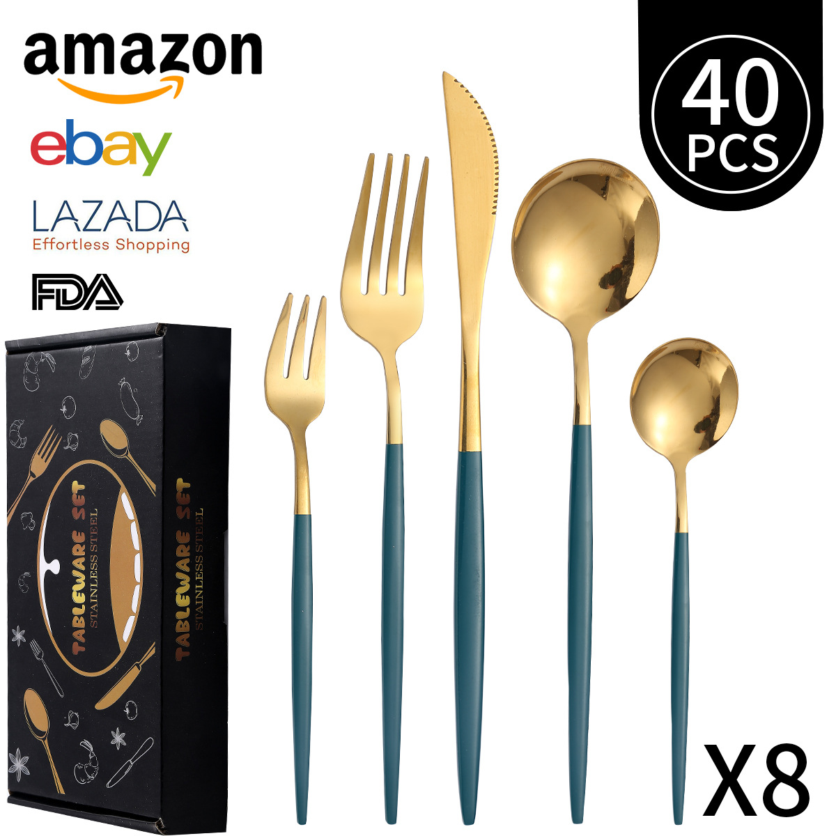 다크 그린 골드 40 피스 세트