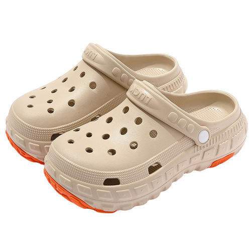 Women's Slip-on Men's Summer Outdoor Wear EVA Thick Sole Height Hole Shoes Indoor Cool Slippers Arch Support Sports