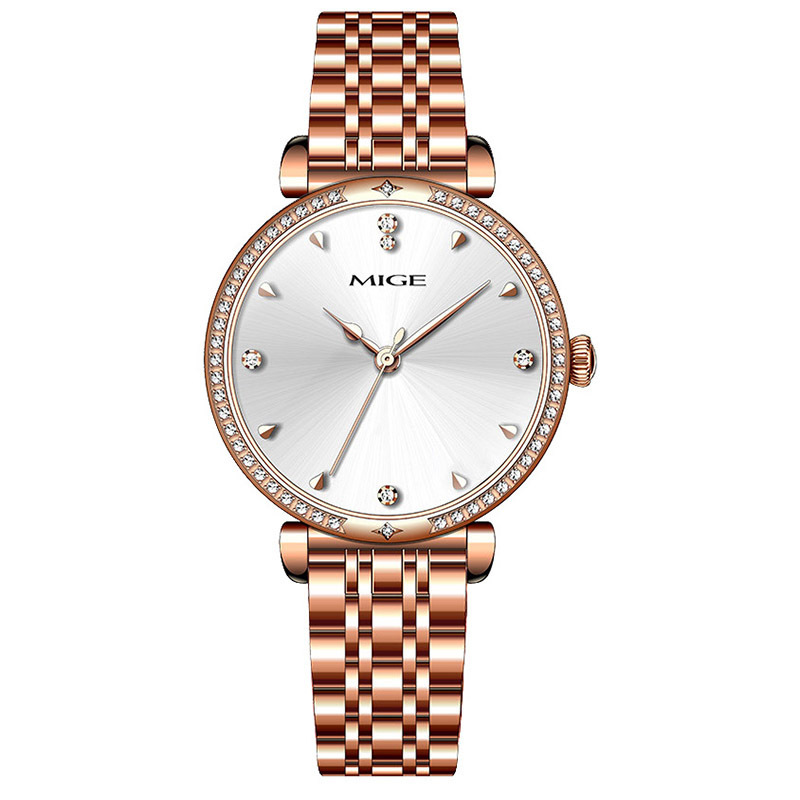 The entire galaxy between my arms ✨ MiG Starry Sky Black Dial Diamond-Embellished Rose Gold Steel Strap High-End Women's Watch P