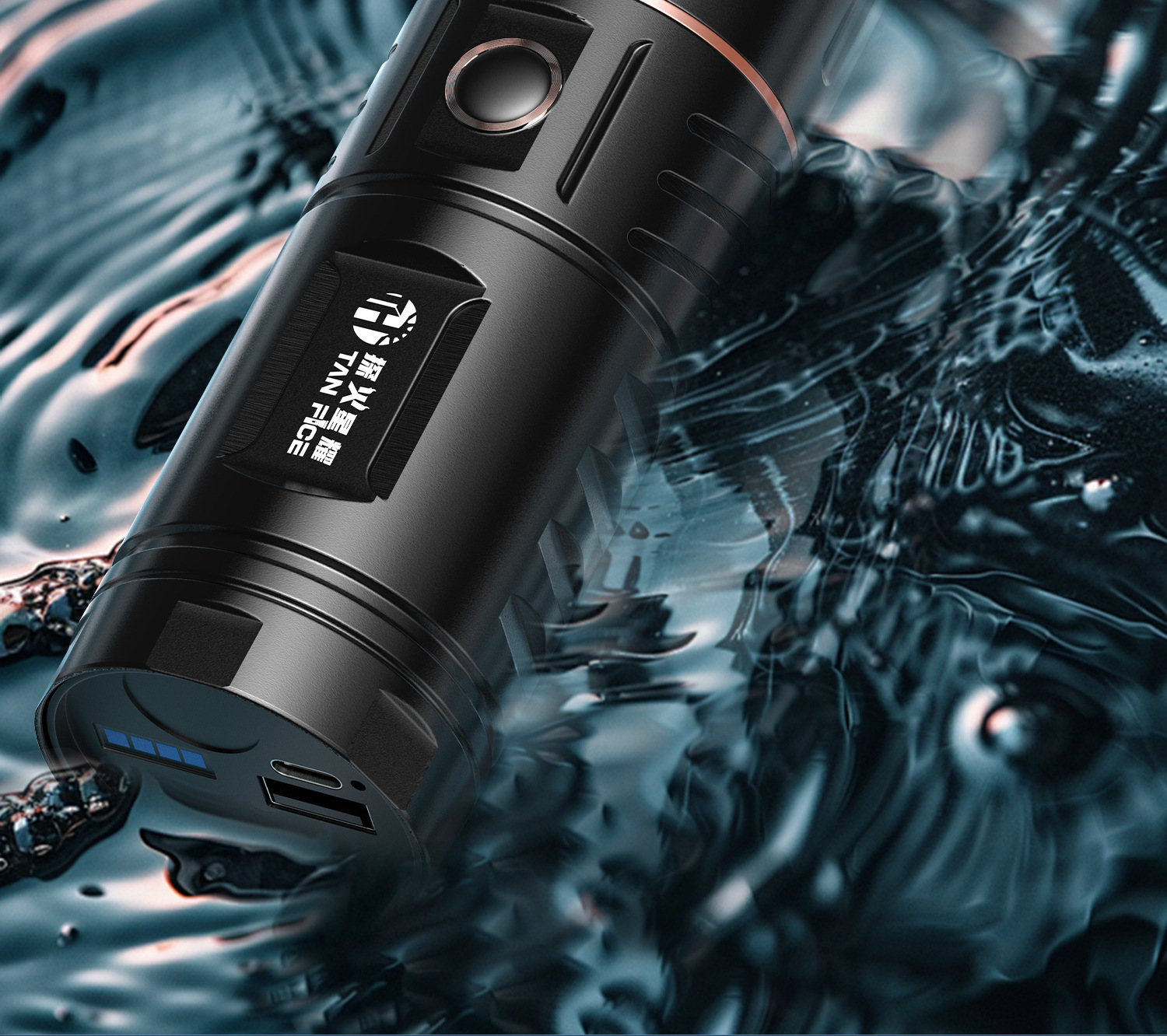 Cross-Border Hot-Selling Aluminum Alloy Flashlight with Smart Display, Ultra-Bright Work Light, Zoomable, Flashing, Portable Flashlight with Strong Light