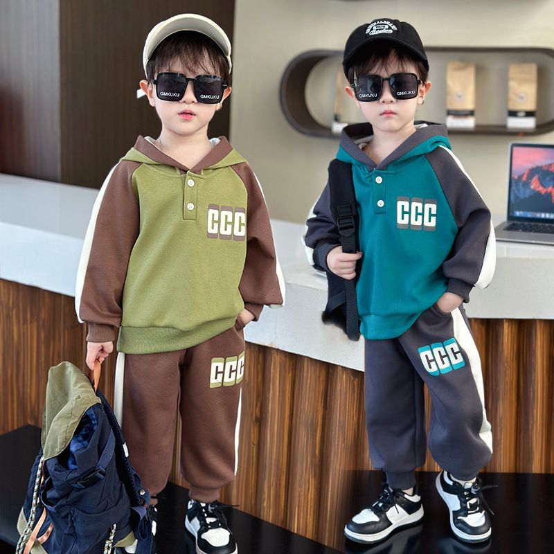 Jungen Strickset Zweiteiler Color-blocking Für Kinder_voghion.com