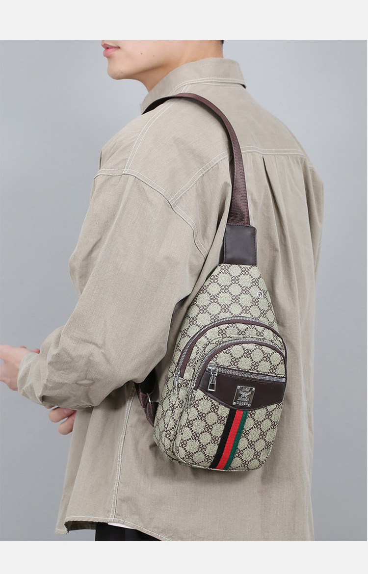 Cross-border chest bag, men's crossbody bag, travel shoulder bag, large-capacity leather bag, sports small backpack, multi-functional men's bag undefined