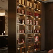 酒柜定制雪茄柜茶叶烟店展厅实木不锈钢铝合金白洋尺寸效果图酒柜