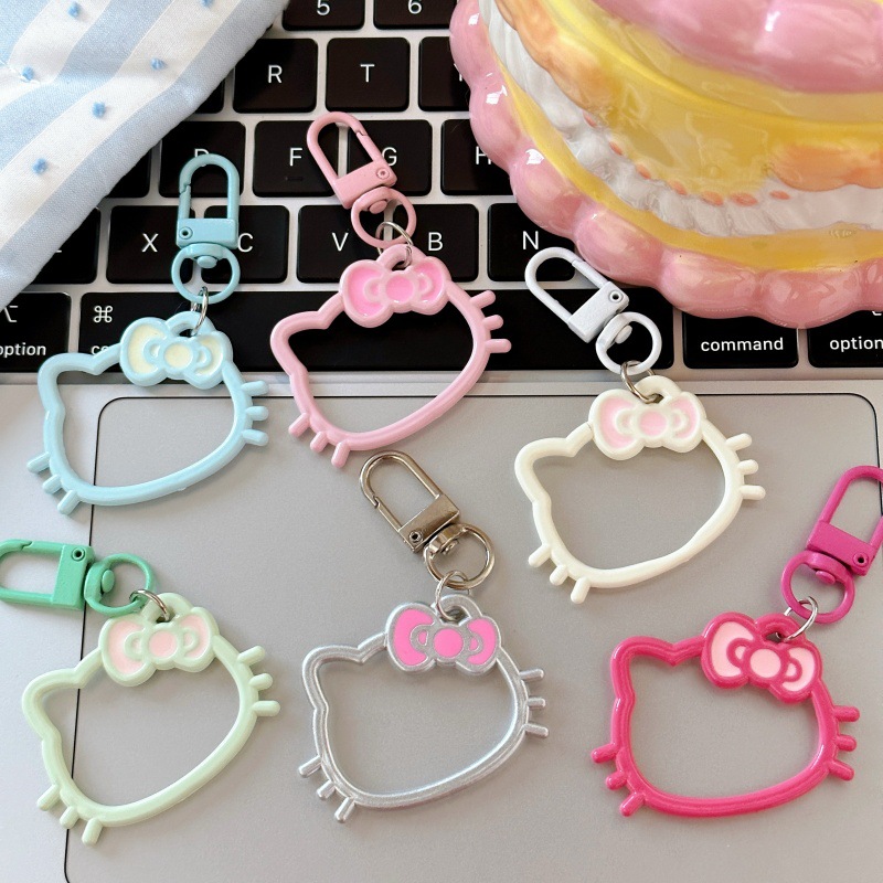 New Cut Out Kt Cat Head Keychain School Bag Pendant Accessories for Besties and Couples Gift Bag Decoration Accessories