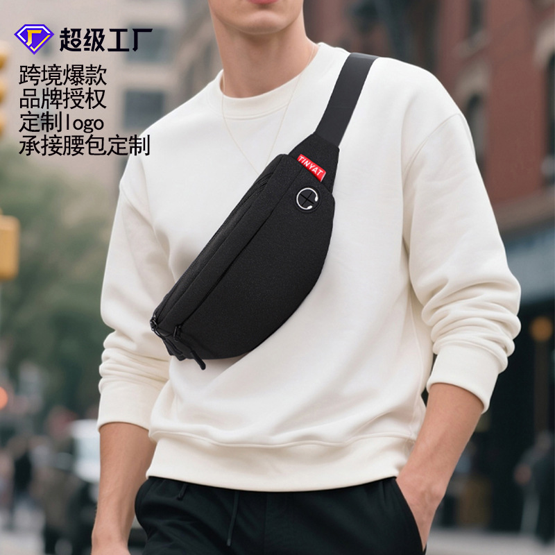 Waist Bag Wholesale Men's Outdoor Sports Bag Mobile Phone Waist Bag Custom Nylon Waterproof Shoulder Crossbody Bag Men's Chest Bag