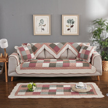 厂家批发全棉绗缝沙发垫坐垫防滑布艺加厚田园四季通用皮沙发巾