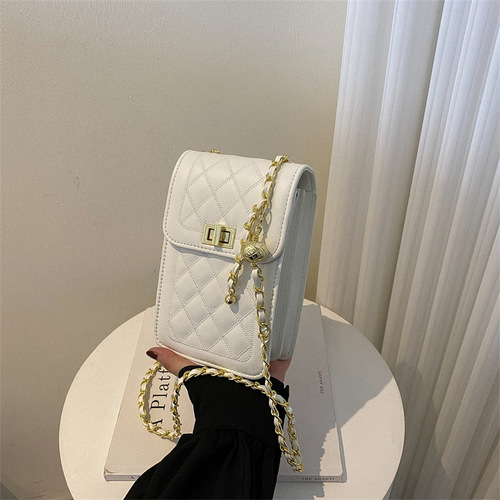 Simple and Western Style Student Internet Celebrity Fashion Chain Small Mobile Phone Bag Women  New Trendy Crossbody Shoulder Korean Version