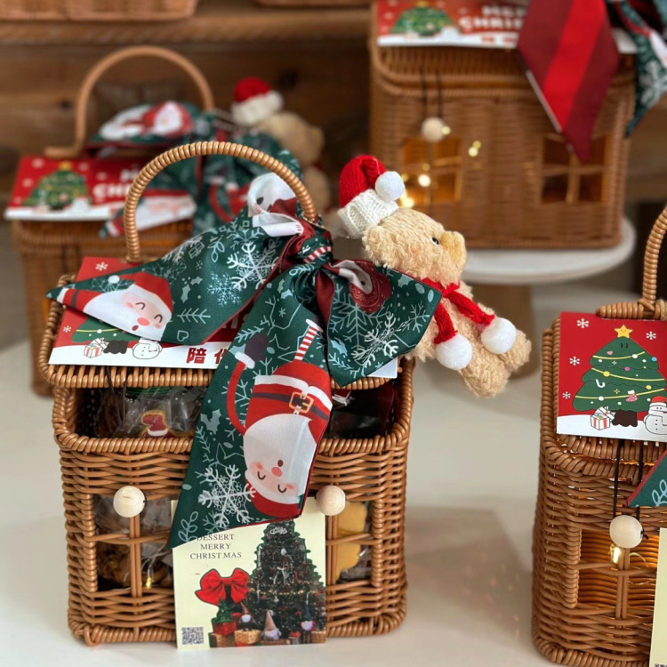 2024クリスマスプレゼントクリスマスクッキー焙煎阿膠餅キャンディー平安夜リンゴ箱手提げギフトバスケット|undefined
