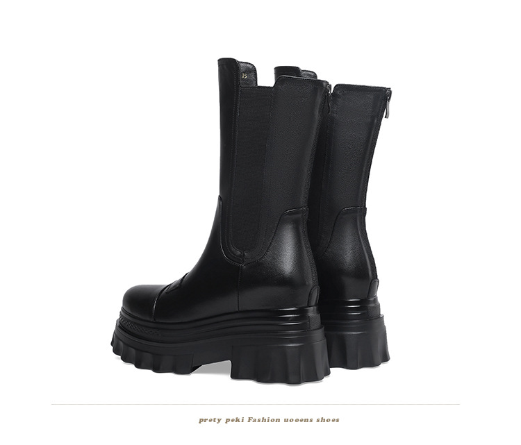 Boot nữ cổ thấp đế dày đế xốp thời trang dễ phối — Màu đen lót nhung chi tiết 11