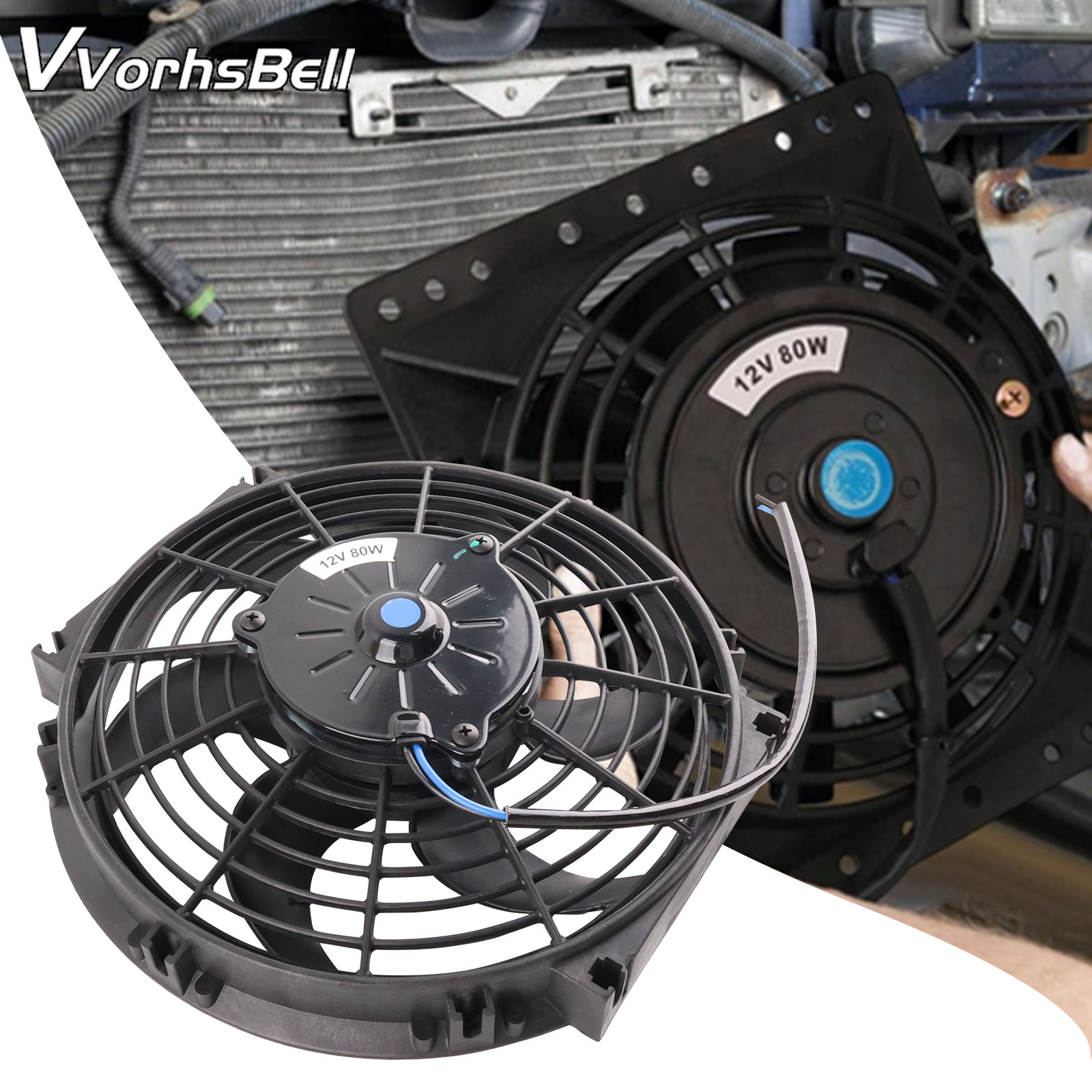 Cross-Border Auto Parts Factory Other Cooling Modification Fan Universal DIY 10 12 Inches 12V 80W 90W