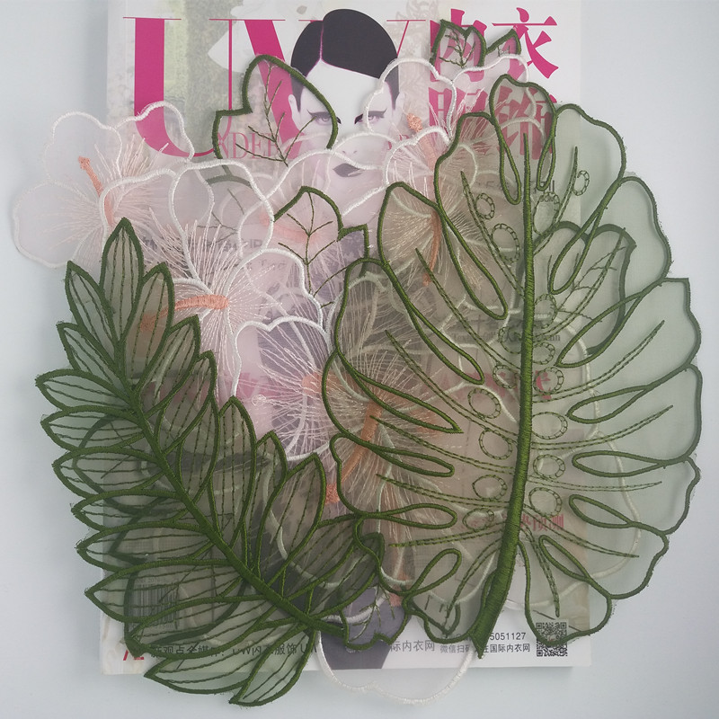 蕾丝刺绣diy衣服装饰大补丁贴裙子布贴花朵欧根纱手缝防真丝辅料