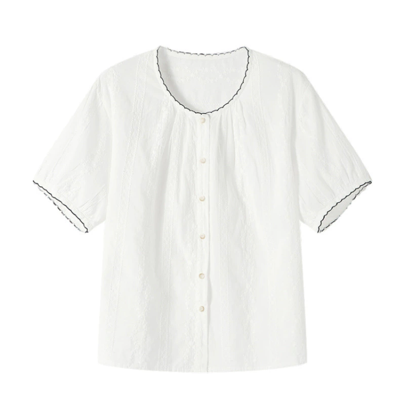 Белая вышитая рубашка с коротким рукавом для женщин, лето 2025, новый стиль, уникальная и шикарная французская рубашка, красивый топ